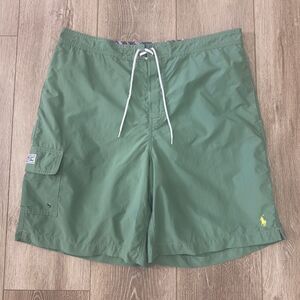Polo Ralph Lauren Mens L Large Shorts Swimwear Green Swim Trunks Lined